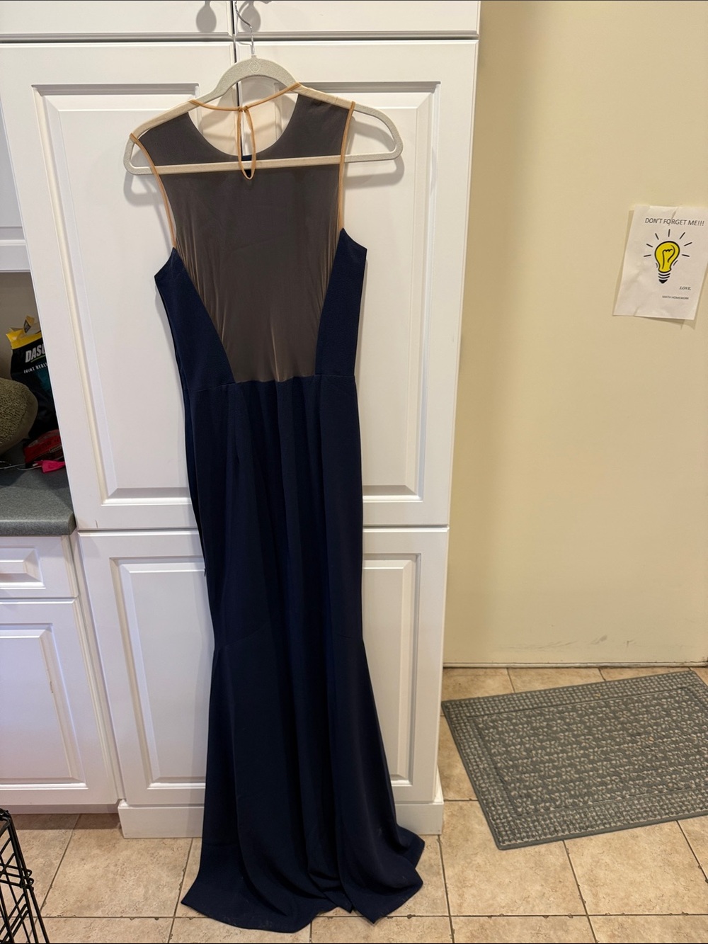 Dress the Population Navy Maxi Dress with Sheer/Nude back
